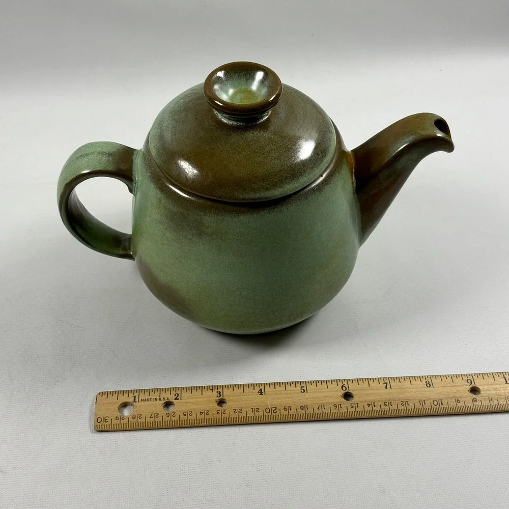 Vintage Frankoma Plainsman Teapot with Lid Prairie Green 4 Cup Flaws